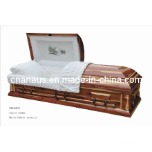Estilo americano cedro folheado caixão de madeira (V9050033)
